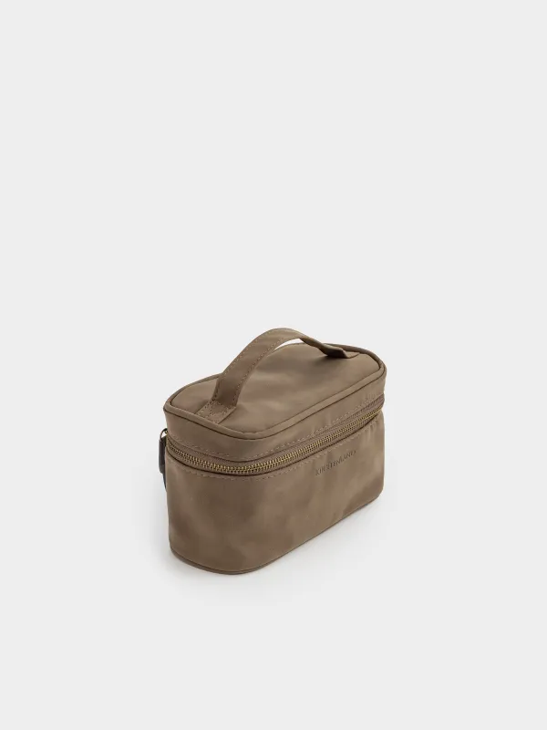 Cosmetic bag, 20x12 cm, with handle, polyurethane, dark brown, Krast, image-3