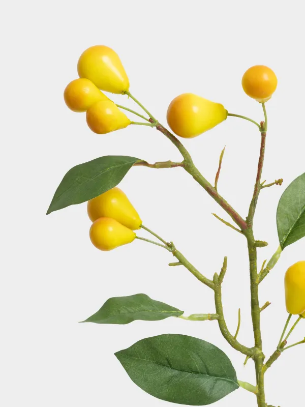 Decorative branch, 70 cm, plastic / polyester, Yellow pears, Fruit decor, image-3