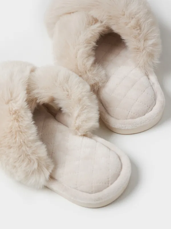 Slippers for women, home, size 36-37, polyester, beige, Tape, image-2