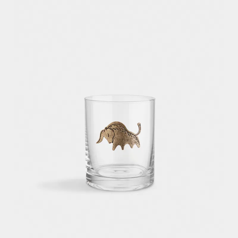 Drinking glass, 10 cm, 340 ml, glass/metal, golden, Scorpio, Zodiac