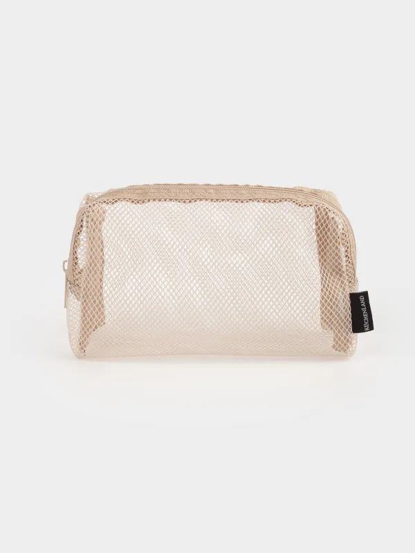 Cosmetic bag, 18x12 cm, polyester, beige, Mesh, Easy Travel, image-0
