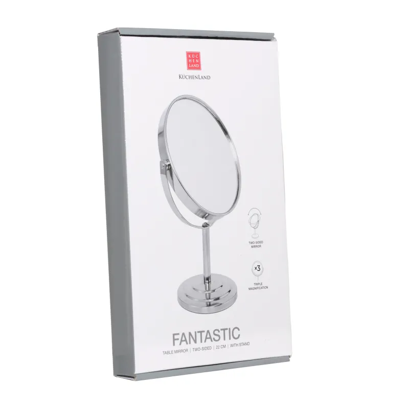 Table mirror, 22 cm, double-sided, on a leg, steel, round, Fantastic, image-2