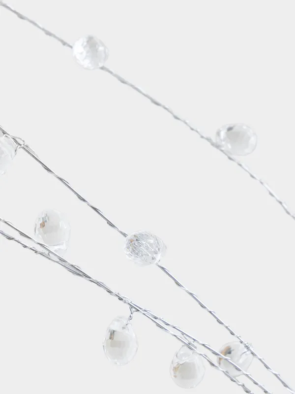 Decorative branch, 80 cm, acrylic / metal, Silver branch with crystals, Crystal decor, image-3