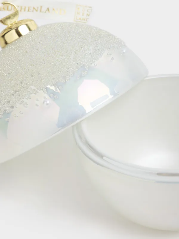 Storage container, 14x10 cm, 230 ml, glass / metal, pearl, Ball, Christmas storage, image-3