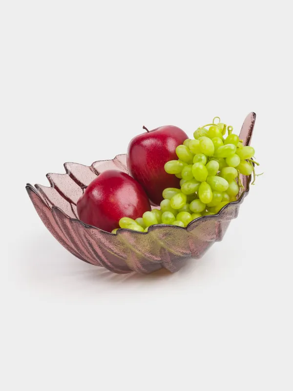 Fruit bowl, 28x15 cm, glass, color, Leaf, Curvy, image-7