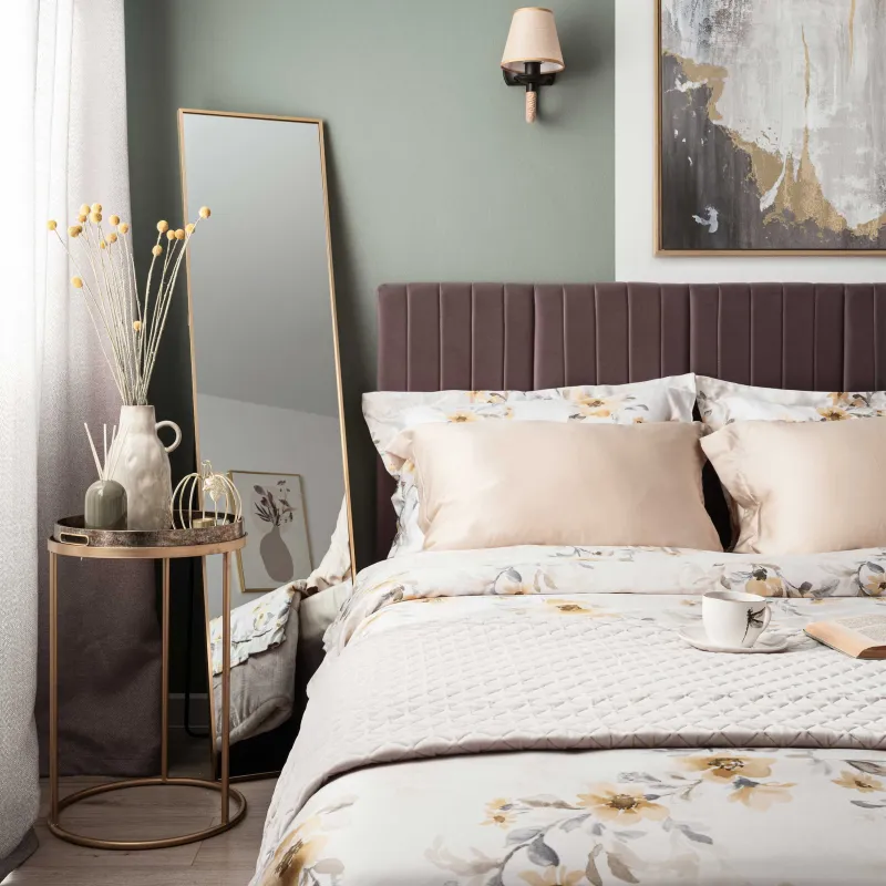 Floor mirror, 35x150 cm, metal, rectangular, golden, Trend, image-2