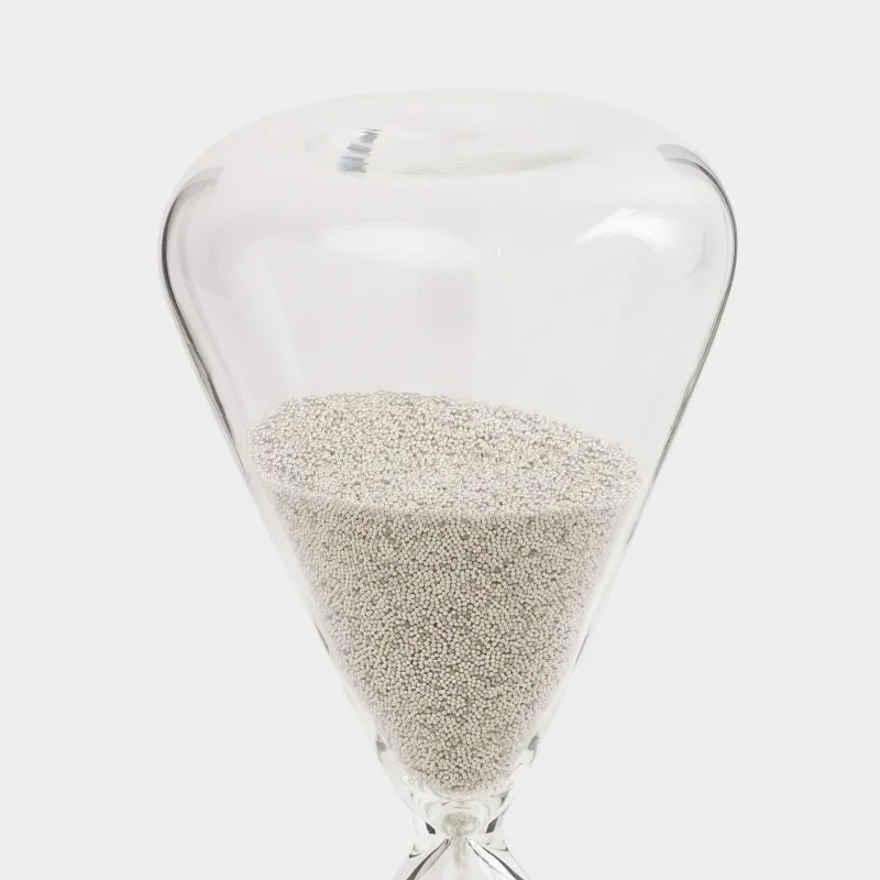 Hourglass, 16 cm, 2 minutes, with sequins inside, glass / sequins, silver, Sand time, image-2