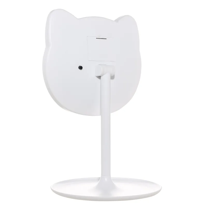Table mirror, 29x19/13x16 cm, illuminated, on a stand, plastic, white, Cat, Cat, image-2