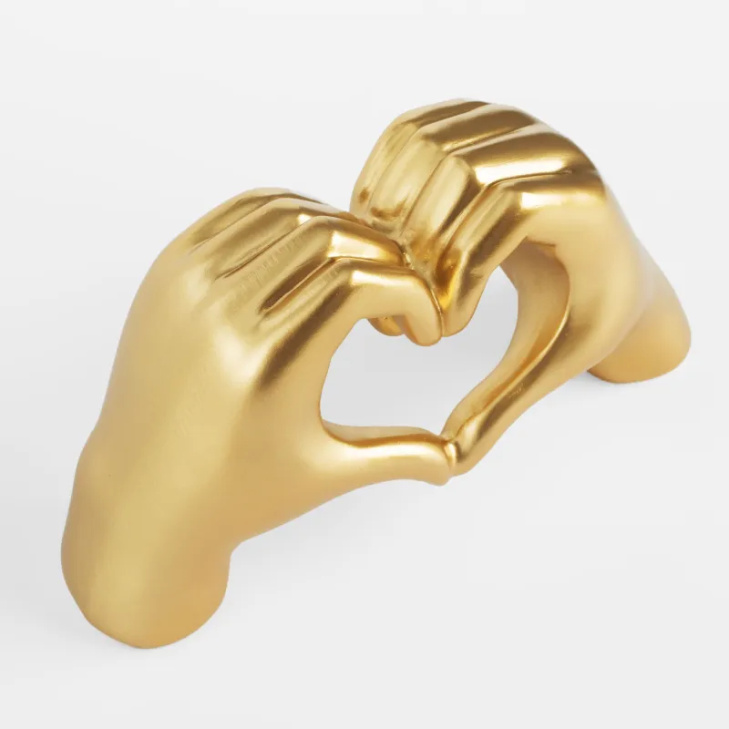 Figurine, 24 cm, polyresin, golden, Heart gesture, Hand, image-2