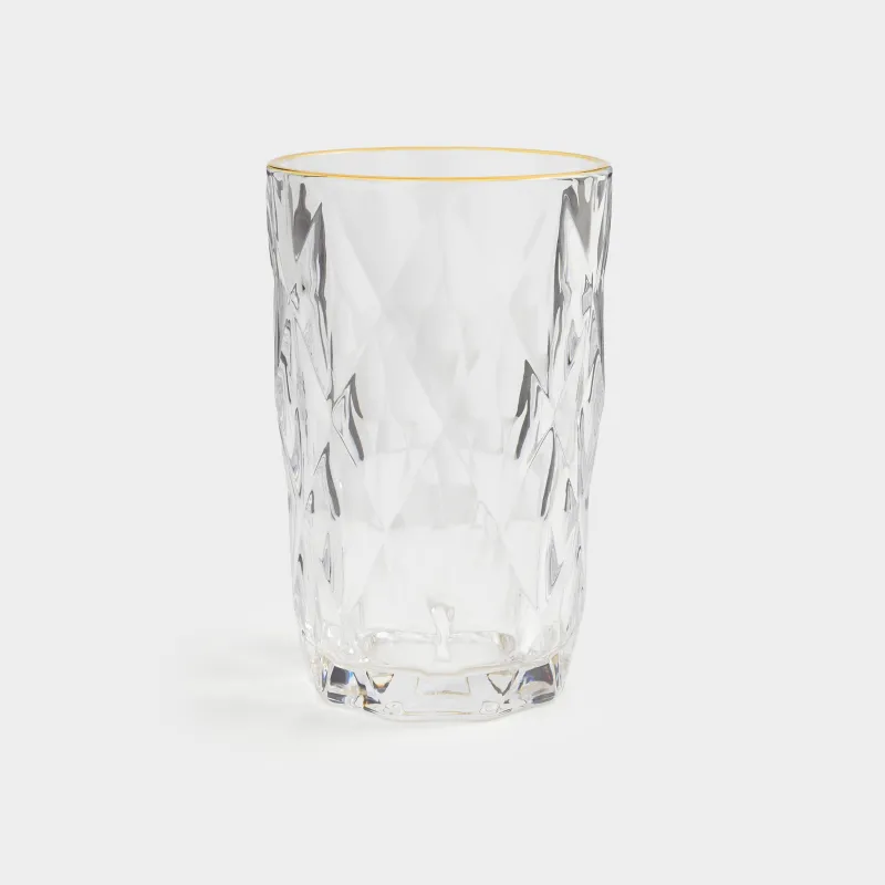 Glass, 12 cm, 340 ml, glass R, with golden edging, Rhomb gold