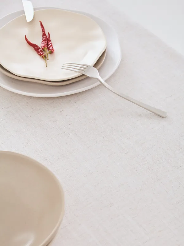 Tablecloth, 170x250 cm, polyester / linen, beige, Vintage, Melange outline, image-3