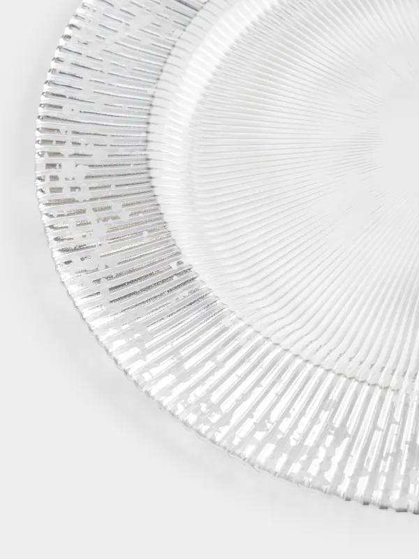 Charger plate, 33 cm, glass P, with silver glitter, Ribby, image-4