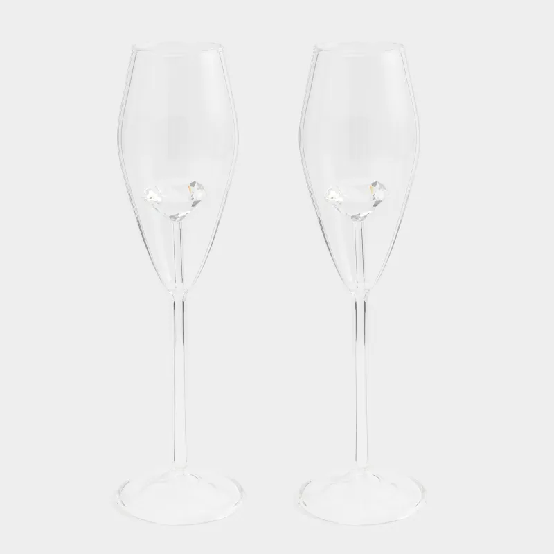 Drinking glass, 210 ml, 2 pcs, Glass, Crystal, Crystal shape, image-1