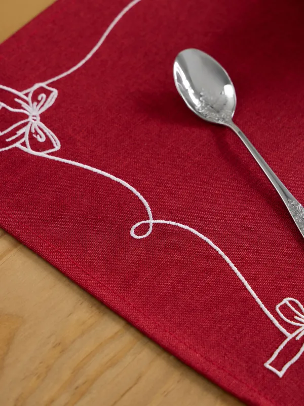 Placemat, 30x45 cm, polyester, rectangular, burgundy, Bows, Bow bordo, image-2