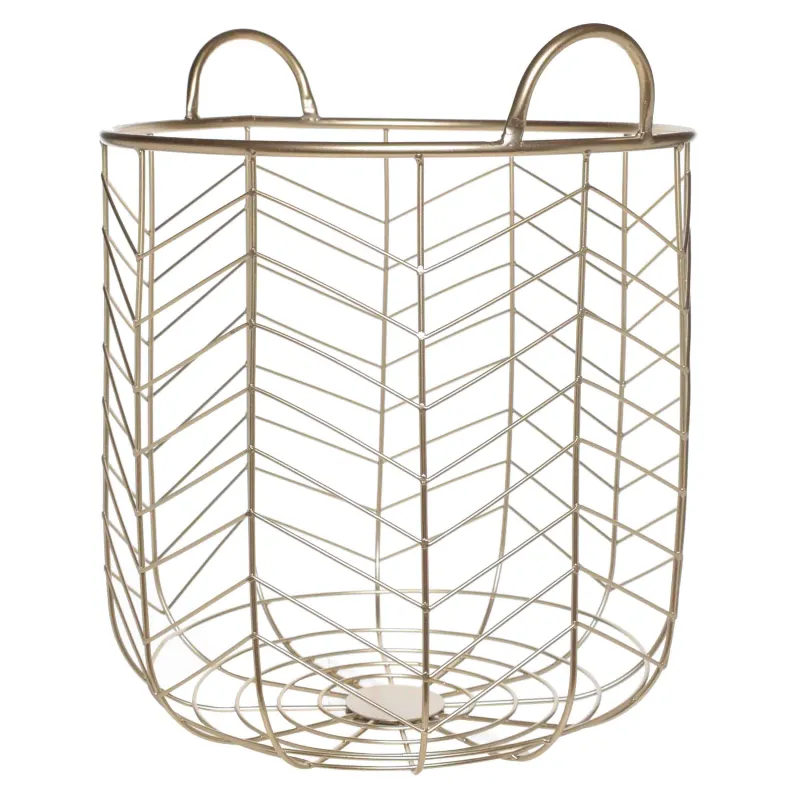 Laundry basket, 33x34 cm, with handles, metal / polyester, round, gold, Teca, image-3