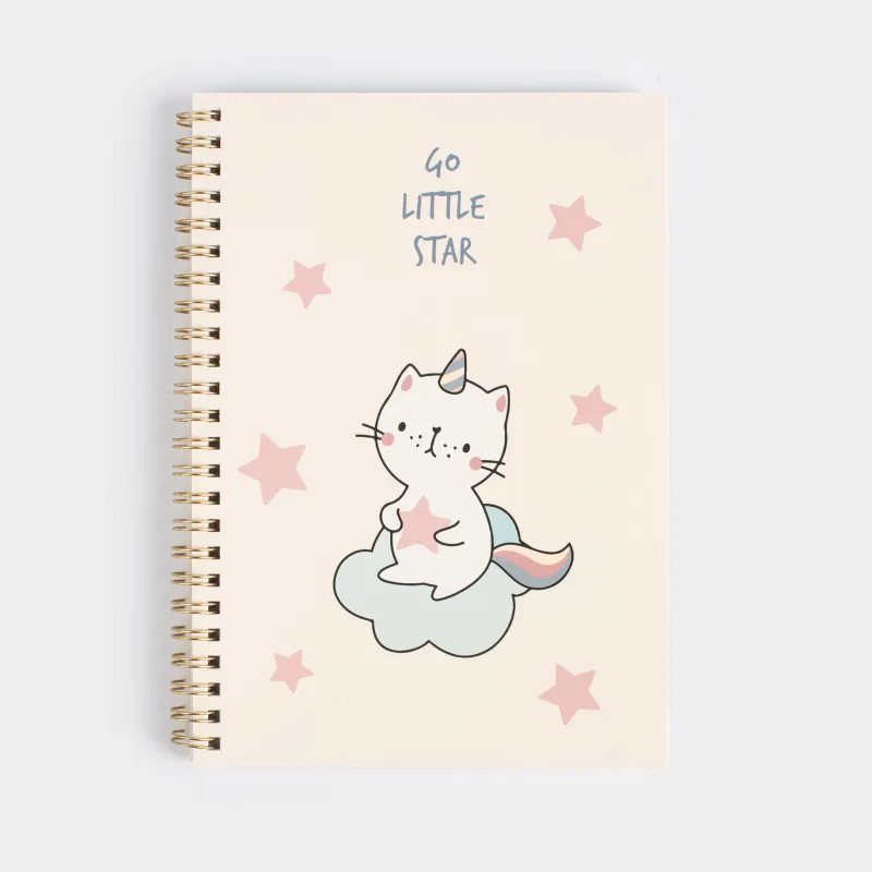 Notepad for notes, 15x20 cm, 80 l, on rings, PVC, Cat-unicorn, Cat-unicorn