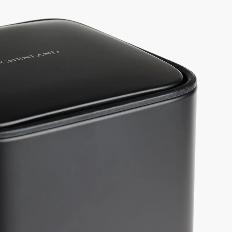 Trash can, 6 L, with pedal, metal, square, black, Total black, image-6