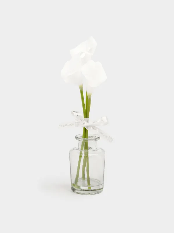 Artificial bouquet, 30 cm, in a vase, metal / glass, White calla lilies, Flower garden, image-0