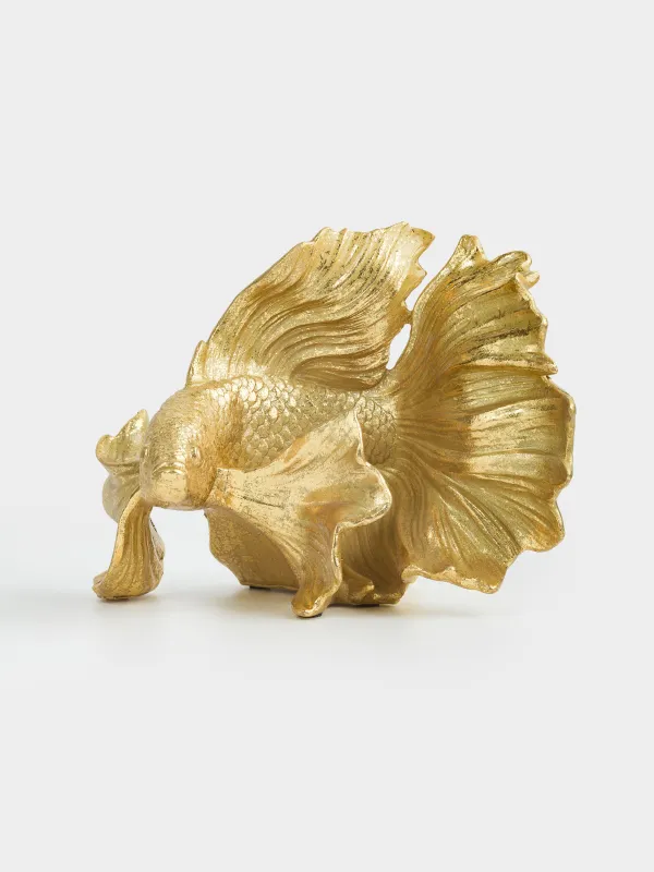 Statuette, 21 cm, polyresin, golden, Fish, Goldfish, image-3