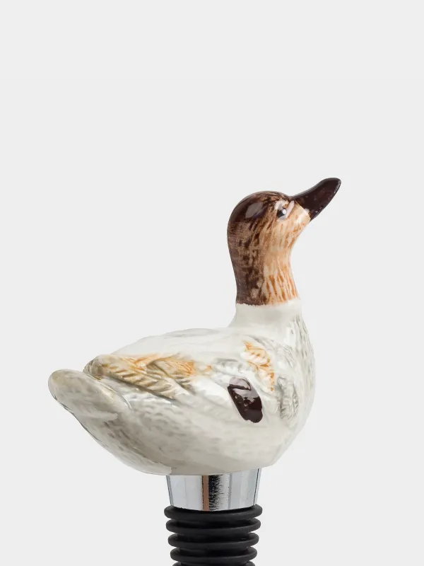 Bottle stopper, 12 cm, metal / ceramic, Duck, Duck, image-2