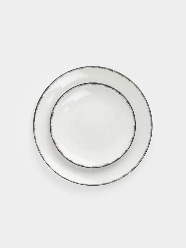 Dining set, 6 pers., 18 pr., ceramic, white-grey, speckled, Roxas, image-2