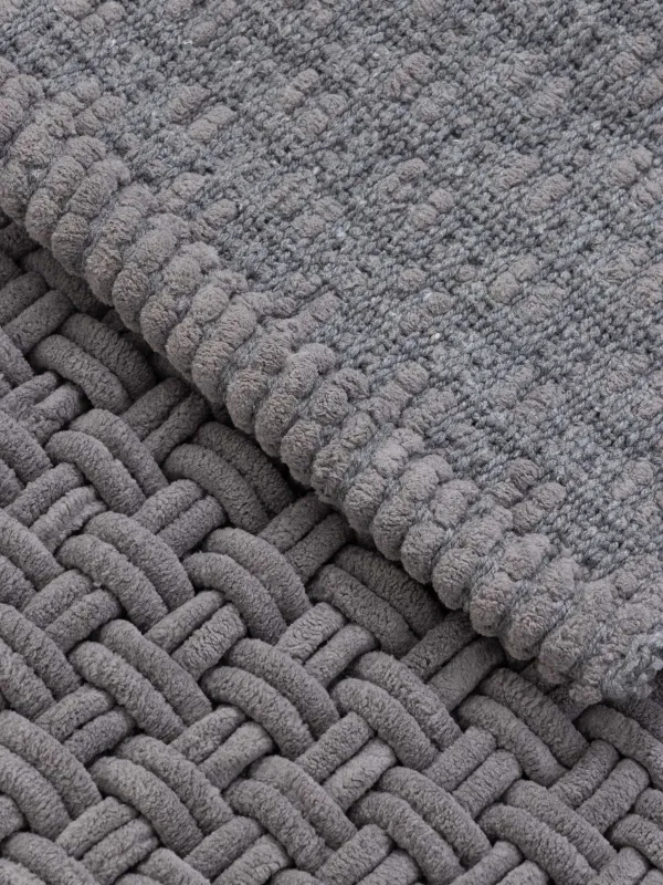 Mat, 60x110 cm, anti-slip, microfiber/cotton, dark grey, Grid, Cozy, image-2