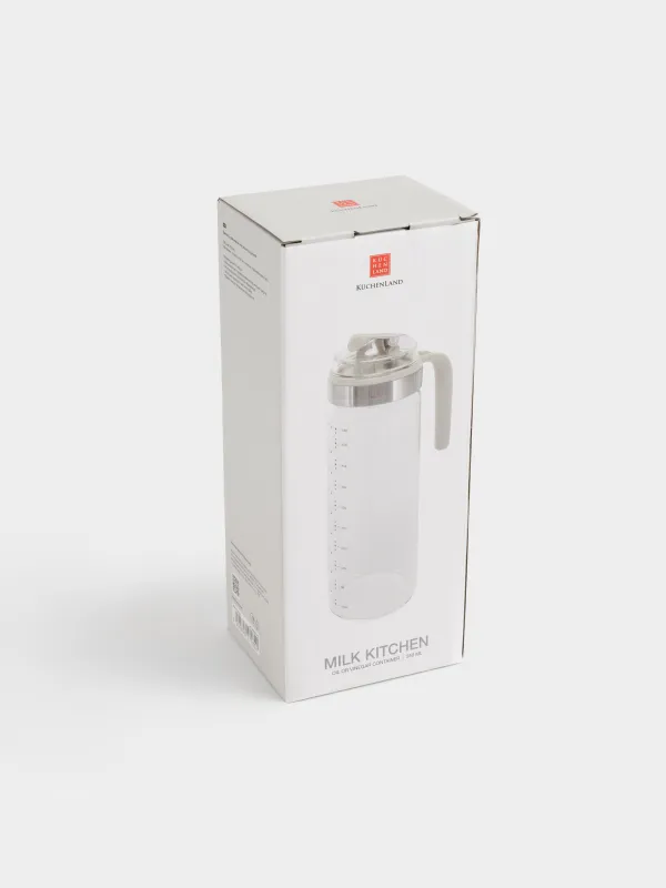 Oil or vinegar container, 550 ml, with handle, glass / plastic, milky, Milk kitchen, image-4