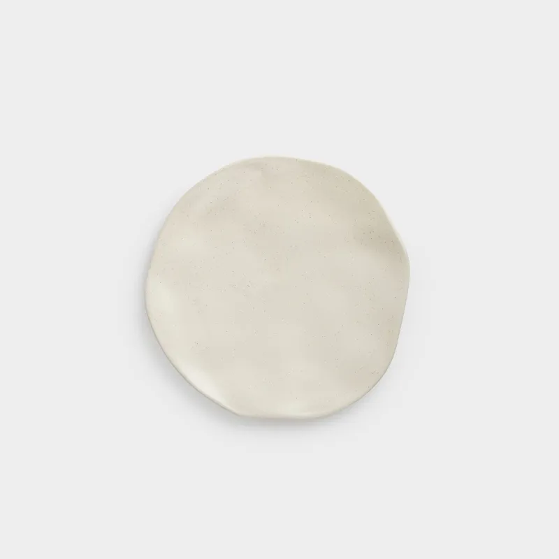 Snack plate, 23 cm, ceramic, milky, Crumpled effect, Crumple creme