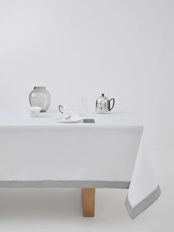 Tablecloth, 160x160 cm, polyester, white-gray, Milky way, image-0