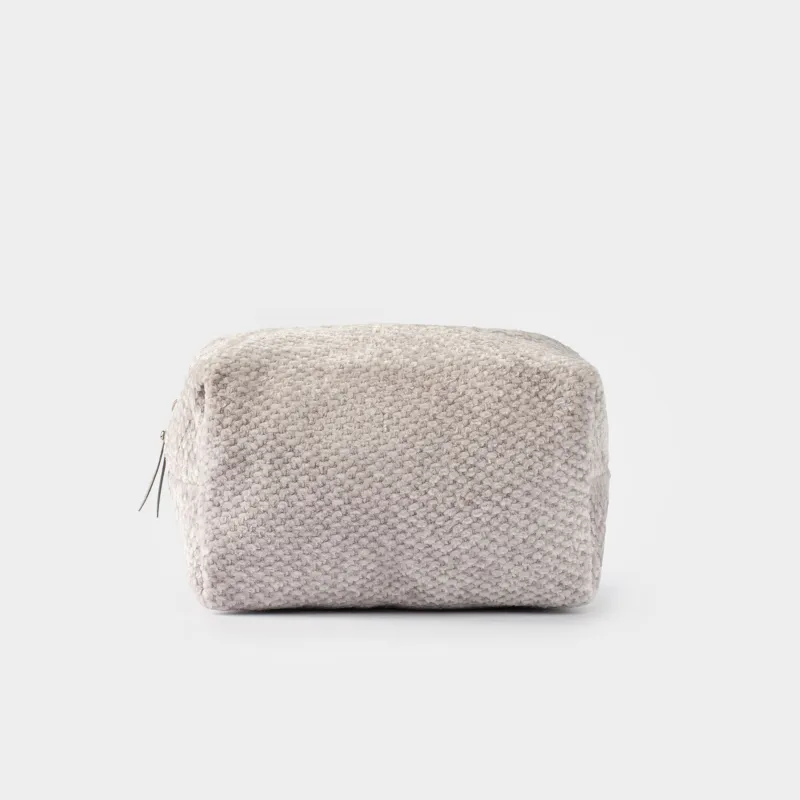 Cosmetic bag, 20x13 cm, chenille / lurex, beige, Chenill