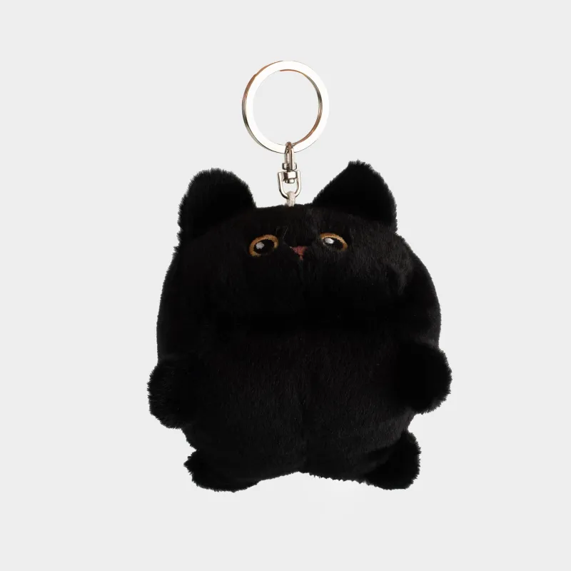 Keychain, 10 cm, Soft, Wind-up, polyester / Metal, Black, Cat, Cat night, image-4