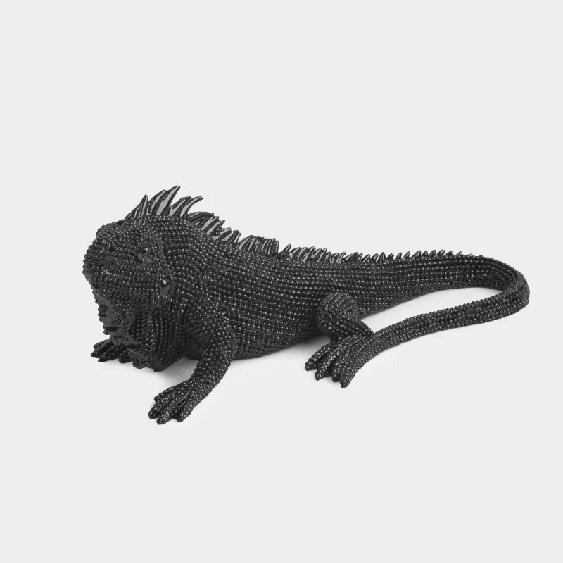 Figurine, 20x12 cm, polyresin, black, Iguana, Iguana
