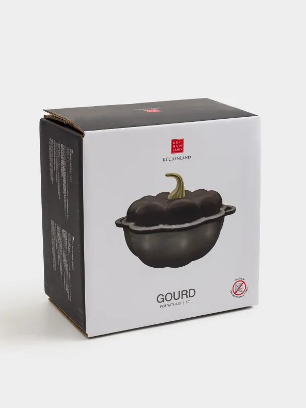 Pot, 20 cm, 1.7 l, with lid, cast iron, Brown, Pumpkin, Gourd, image-8