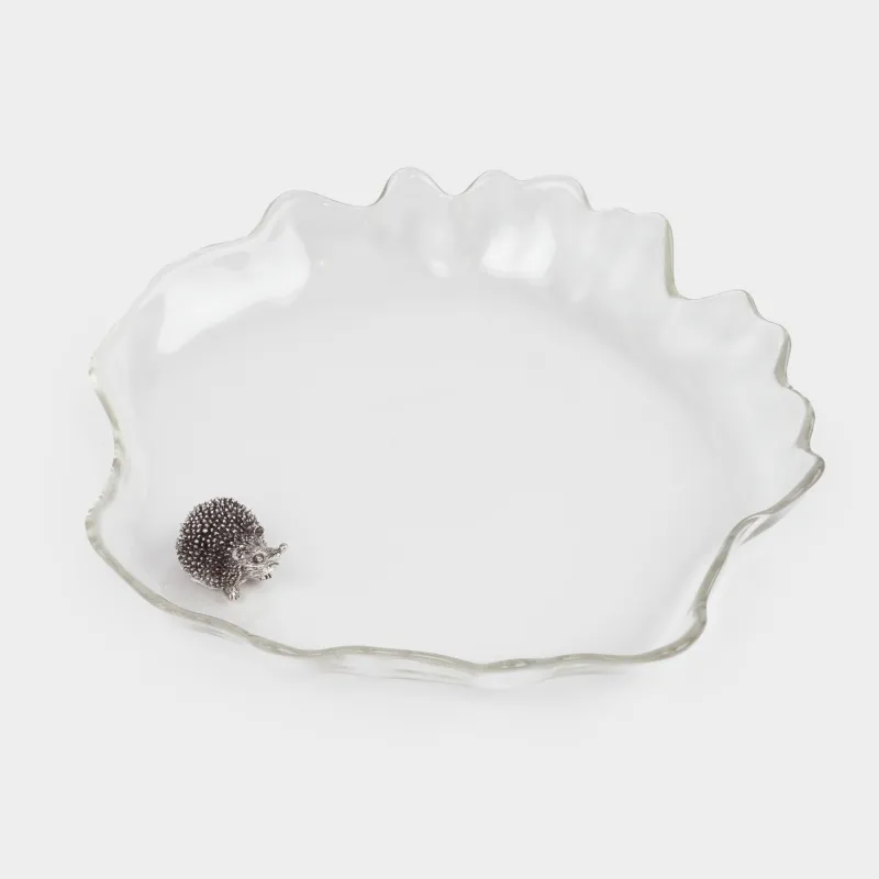 Dish, 24x3 cm, glass / metal, Hedgehog, Glacial
