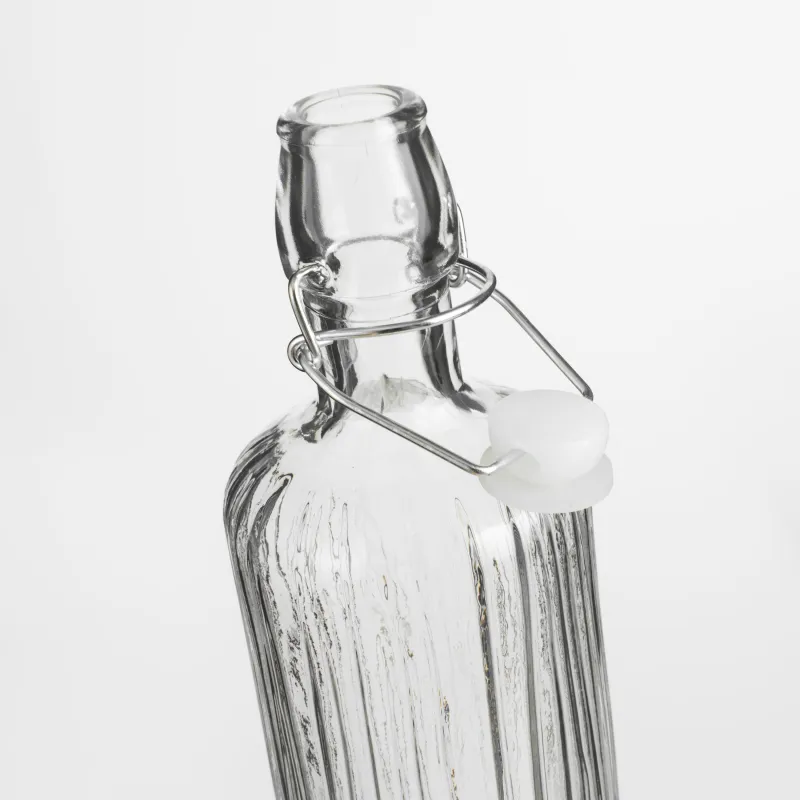 Bottle for oil or vinegar, 700 ml, with clip, glass R/metal, Ribby, image-3