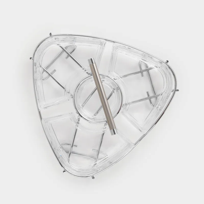 Snack set, 28x15 cm, 3 compartments, with handle, glass / steel, Lamerie, image-1