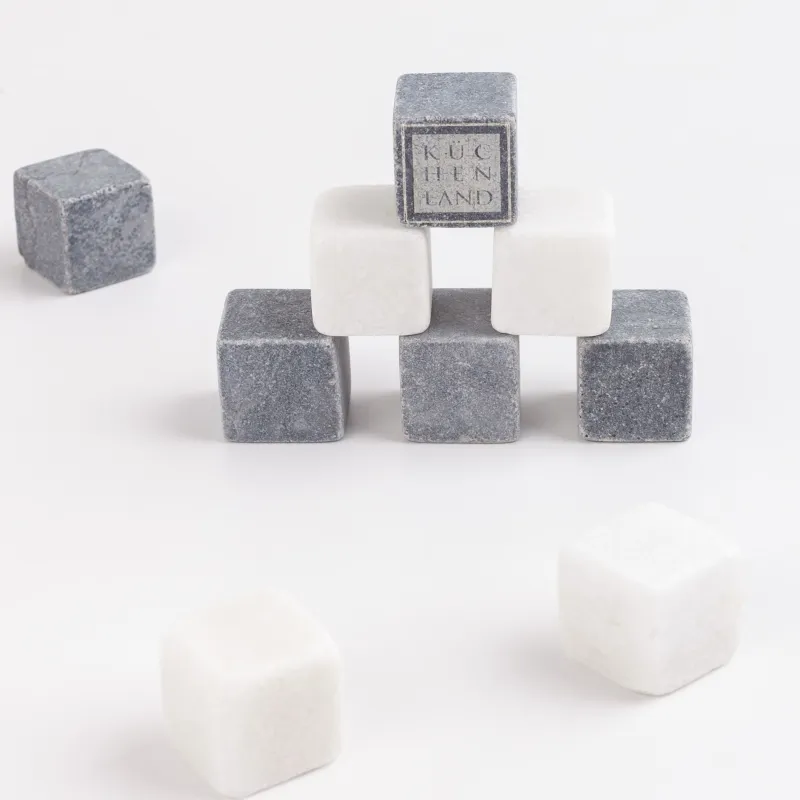 Set of cubes for cooling drinks, 12 pr, with tongs, in a box, marble / steel, Marble, image-4