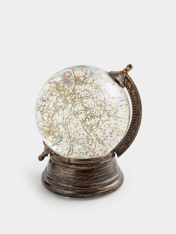 Snow lantern, 14x16 cm, illuminated, plastic, golden, Globe, Golden style, image-1