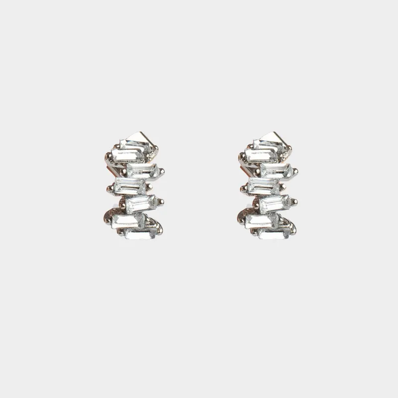 Stud earrings, 1 cm, 2 pieces, metal / acrylic, silver, Crystals, Jewelry crystal