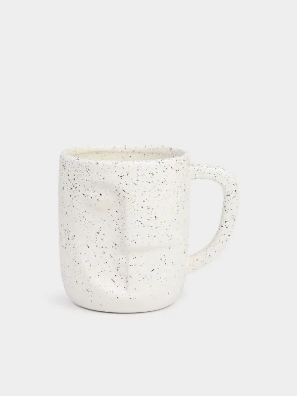 Mug, 420 ml, Ceramic, White, speckled, Face, Face speckled, image-0