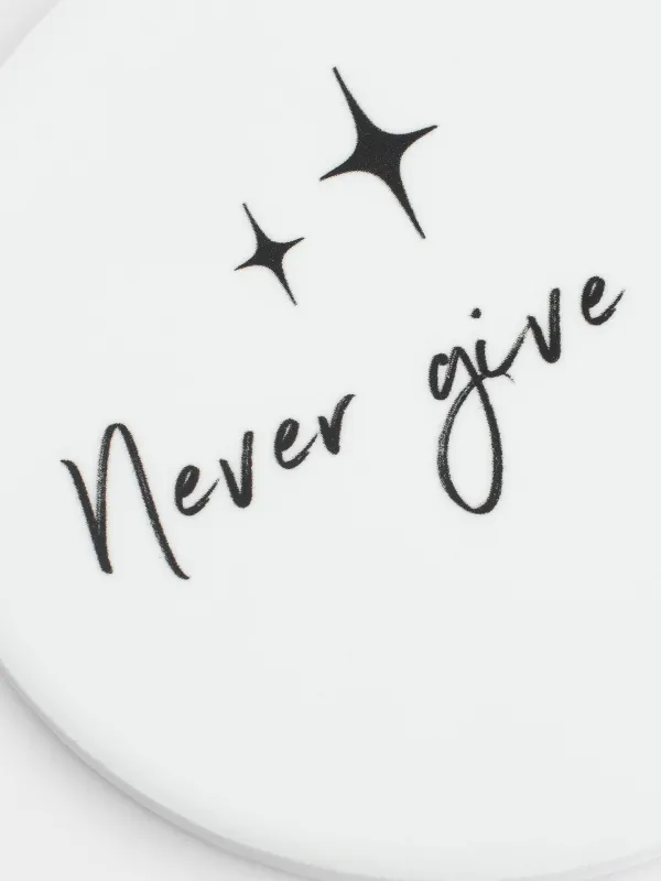 Coaster, 11 cm, ceramic / cork, round, White, Scroll, image-2