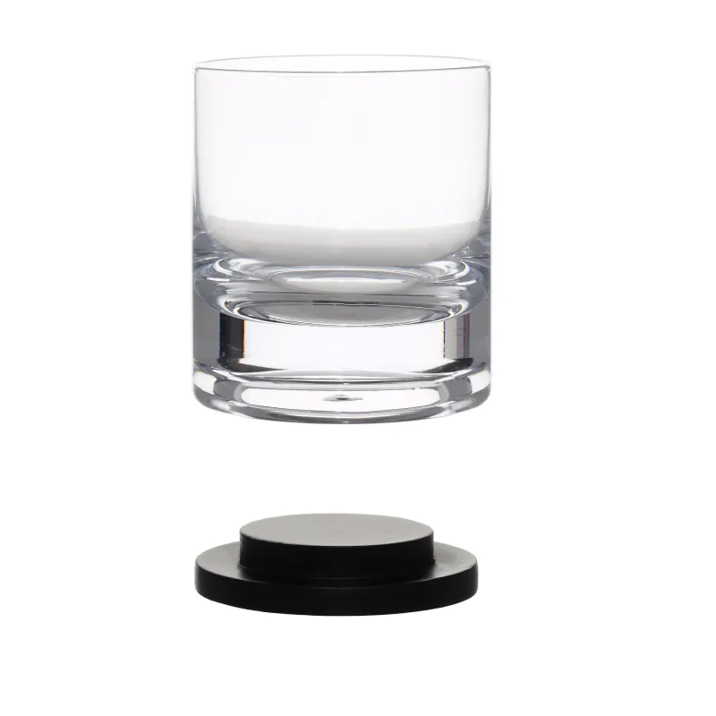Drinking glass, 10 cm, 340 ml, 2 pcs, on a stand, glass / wood, Clear, image-2