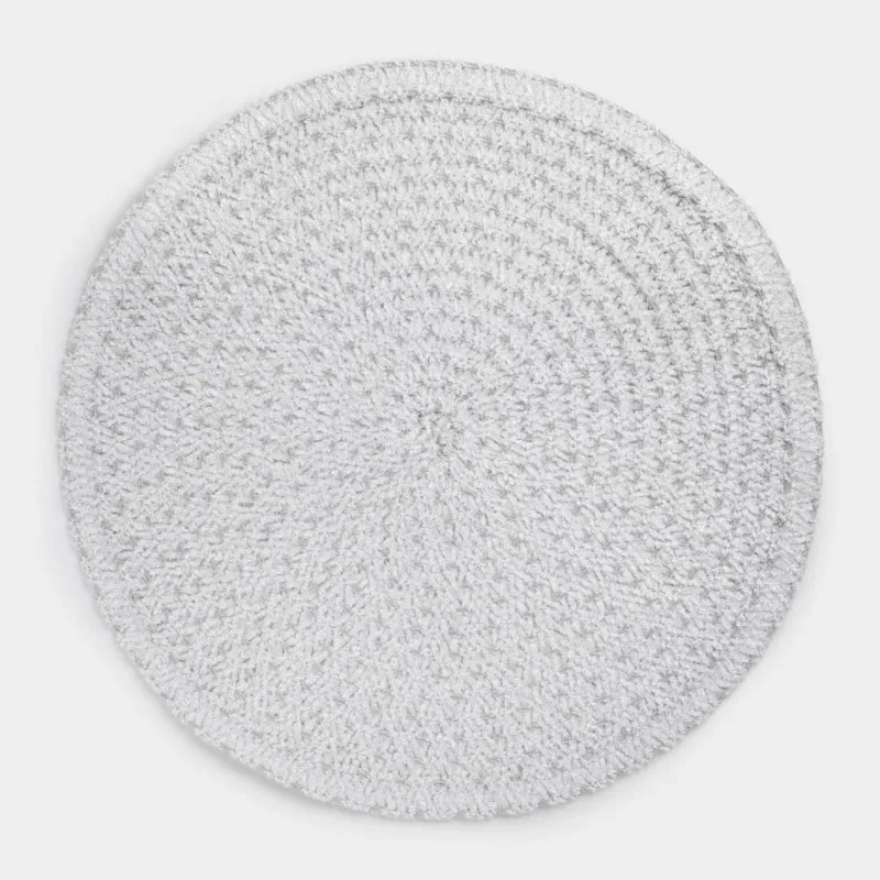 Placemat, 38 cm, chenille, round, silver-gray, Chenill