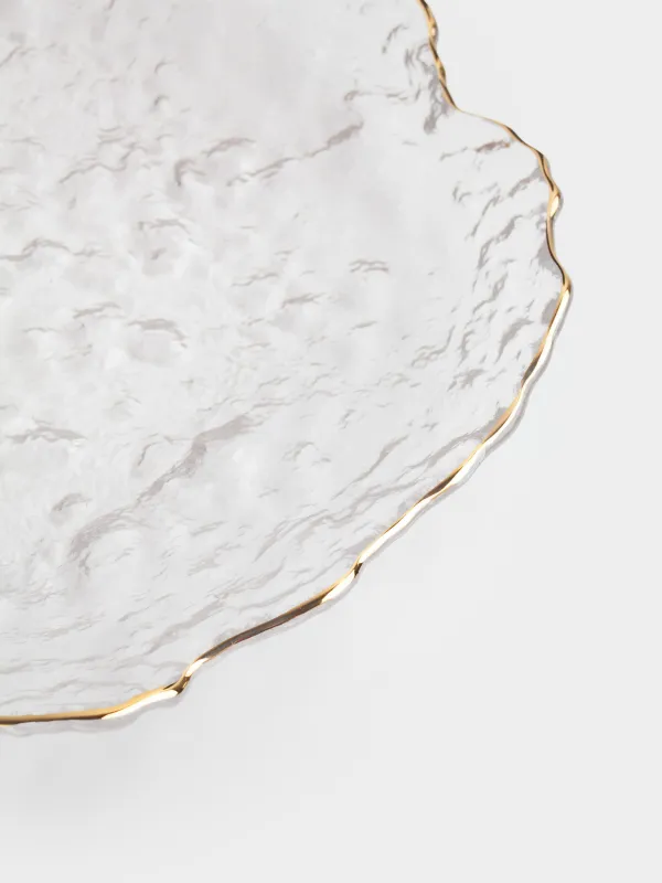 Dish, 30 cm, glass, with golden edging, Nautilus gold, image-4