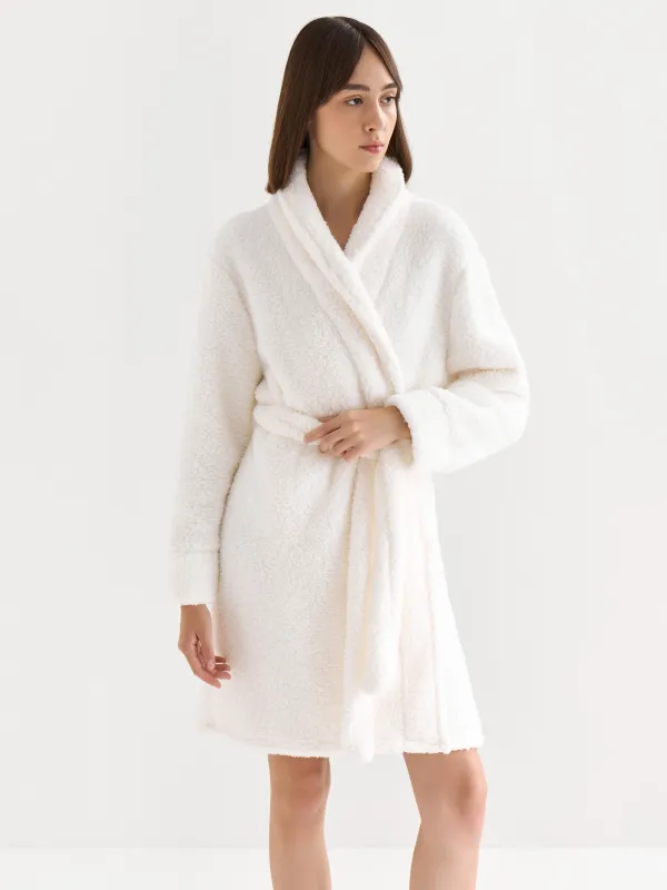 Robe for women, home, R. M, long sleeve, sherpa, milk, Lola, image-1