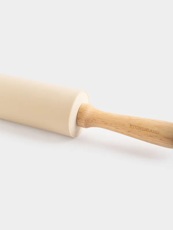 Rolling pin, 48 cm, silicone / wood, beige, Bakery, image-3