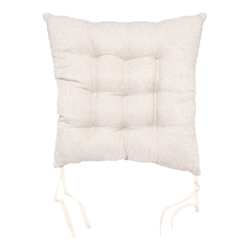 Chair cushion, 40x40 cm, with drawstrings, polyester, square, Beige, Rhombus, Rhombic, image-2