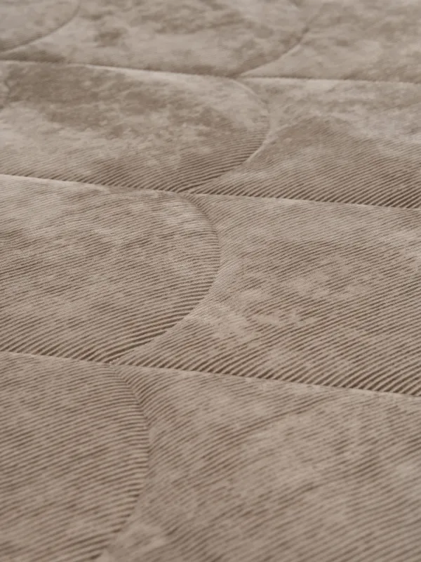 Bedspread, 220x240 cm, quilted velvet/microfiber, sand, Stripes, Stitch velvet, image-3