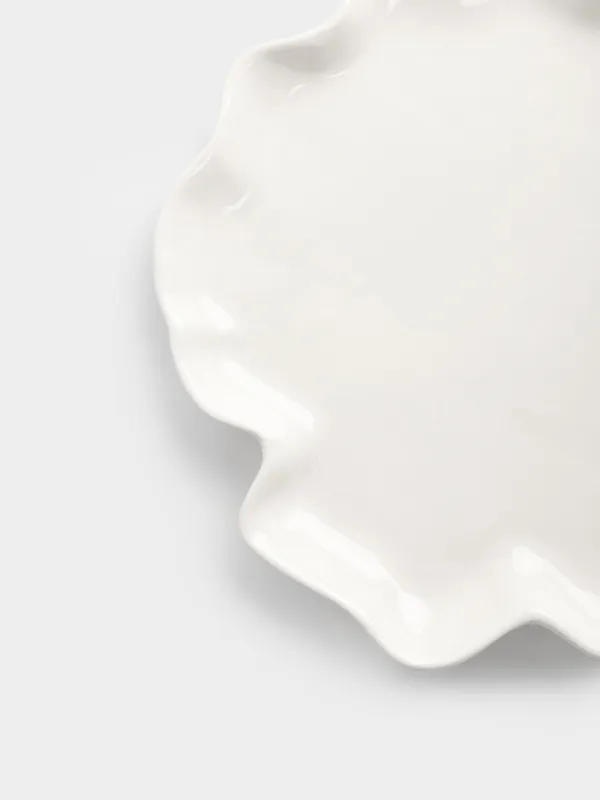Snack plate, 24 cm, ceramic, milky, Wavy edge, Crumple, image-3