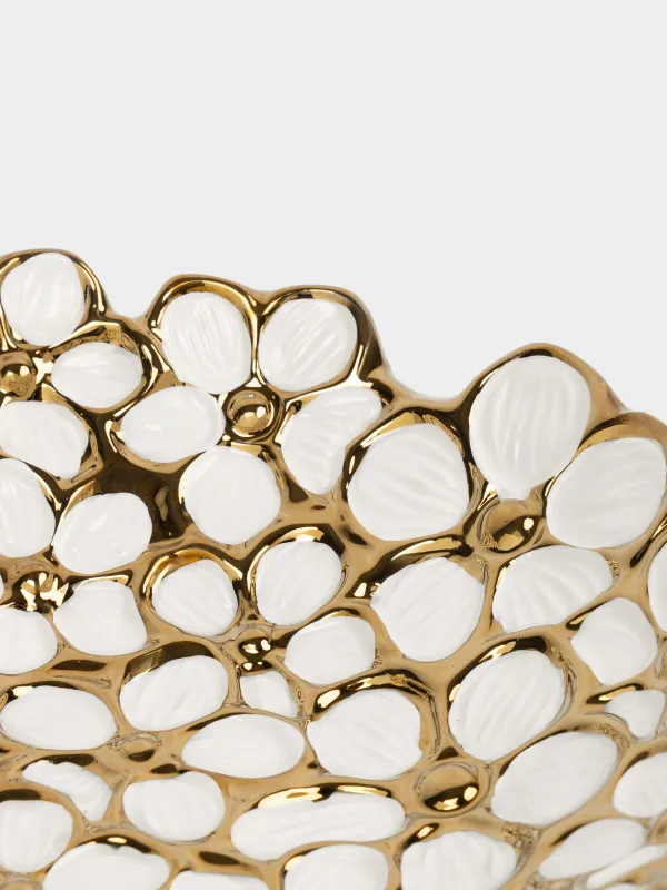 Dish, 20x6 cm, ceramic, white and gold, Flowers, Bloome, image-3